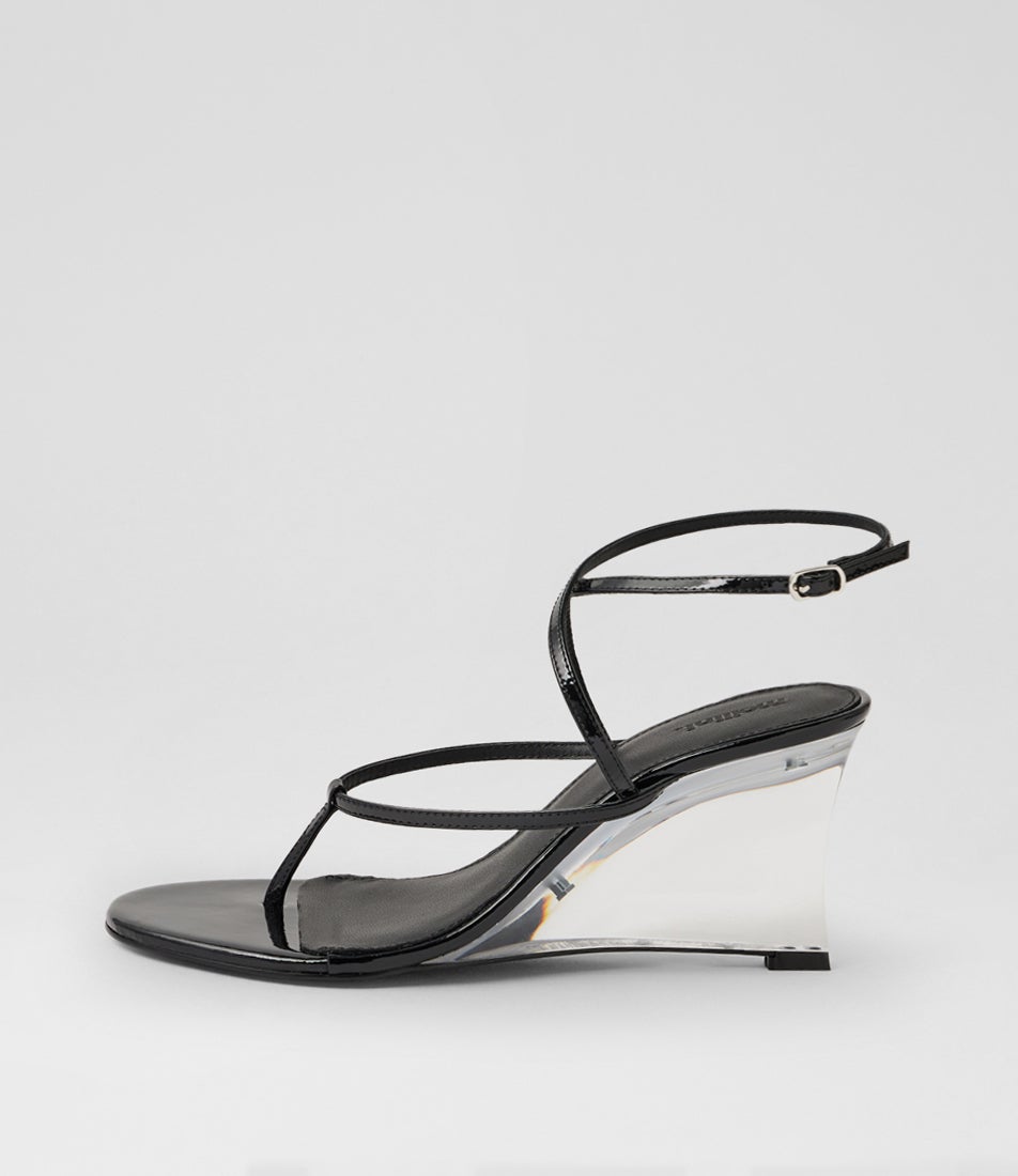 Soule Black Patent Leather Heeled Sandals Soule Black Patent Leather Heeled Sandals