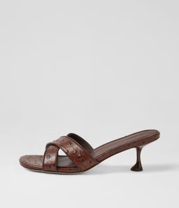 ASIRE MO CHOC OSTRICH EMBOSSED LEATHER
