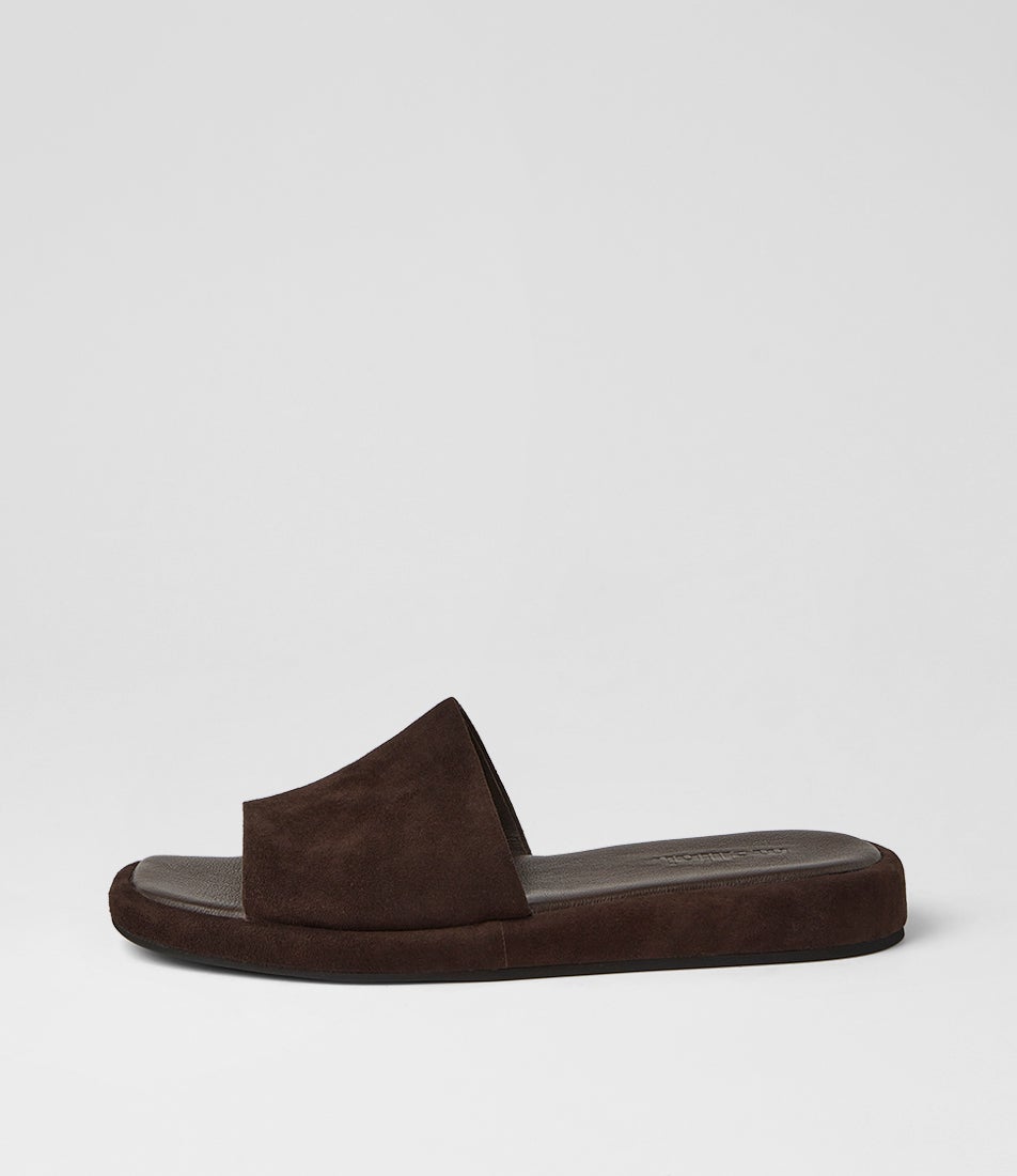 Relle Dark Choc Suede Slides