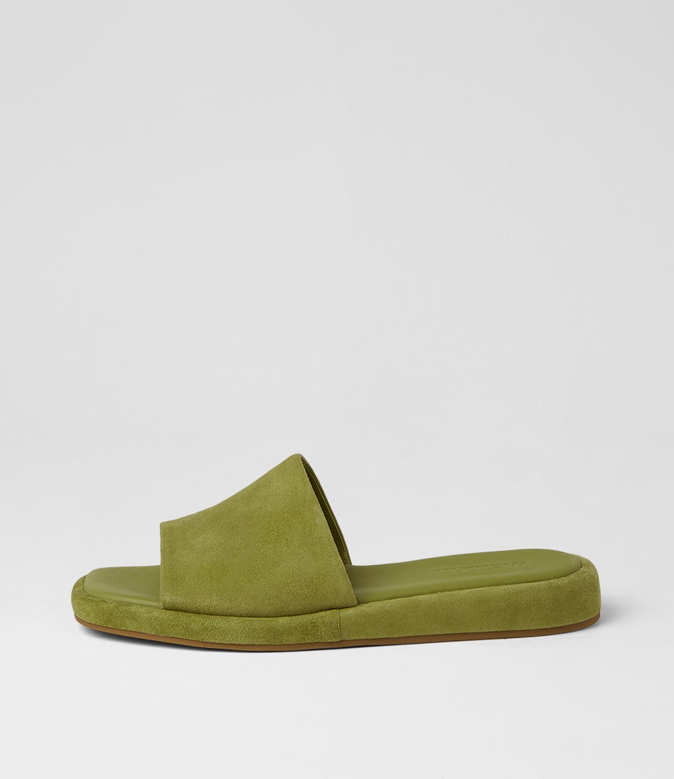 Relle Chartreuse Suede Slides