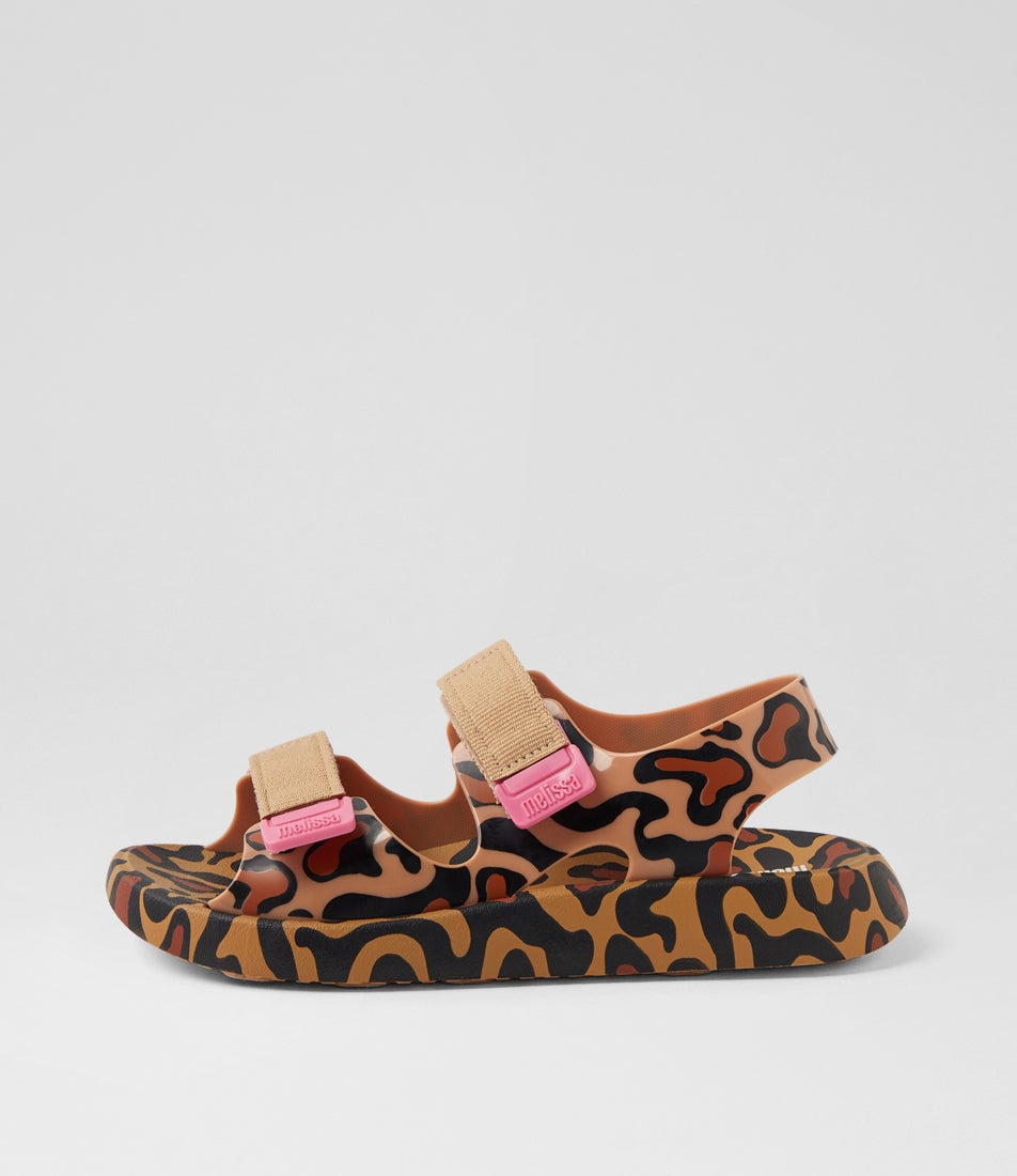 Melissa Mix Ad My Beige Black Leopard Pvc Sandals Melissa Mix Ad My Beige Black Leopard Pvc Sandals