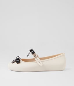 MELISSA SOFT BALLERINA BOW MY BEIGE BLACK PVC
