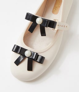 MELISSA SOFT BALLERINA BOW MY BEIGE BLACK PVC