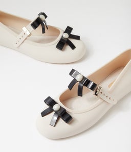 MELISSA SOFT BALLERINA BOW MY BEIGE BLACK PVC