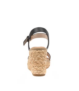 KIMBRA NU BLACK TAN LEATHER RAFFIA