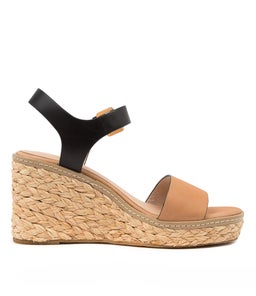 KIMBRA NU BLACK TAN LEATHER RAFFIA
