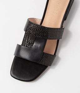 LORELEI NU BLACK LEATHER RAFFIA
