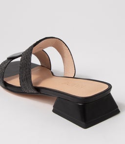 LORELEI NU BLACK LEATHER RAFFIA