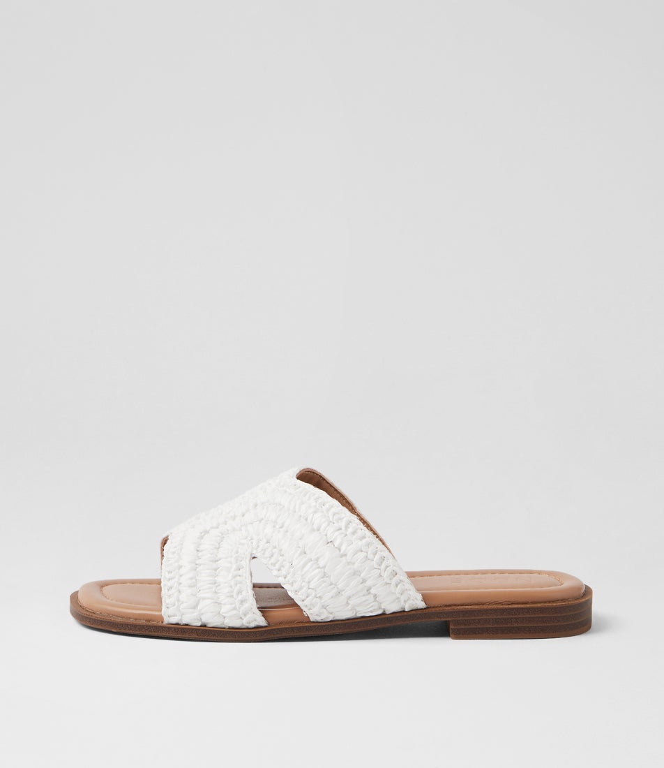 Darcy White Leather Slides Darcy White Leather Slides