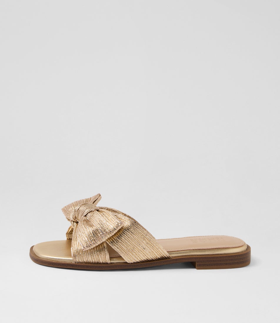 Dafnee Gold Leather Slides Dafnee Gold Leather Slides