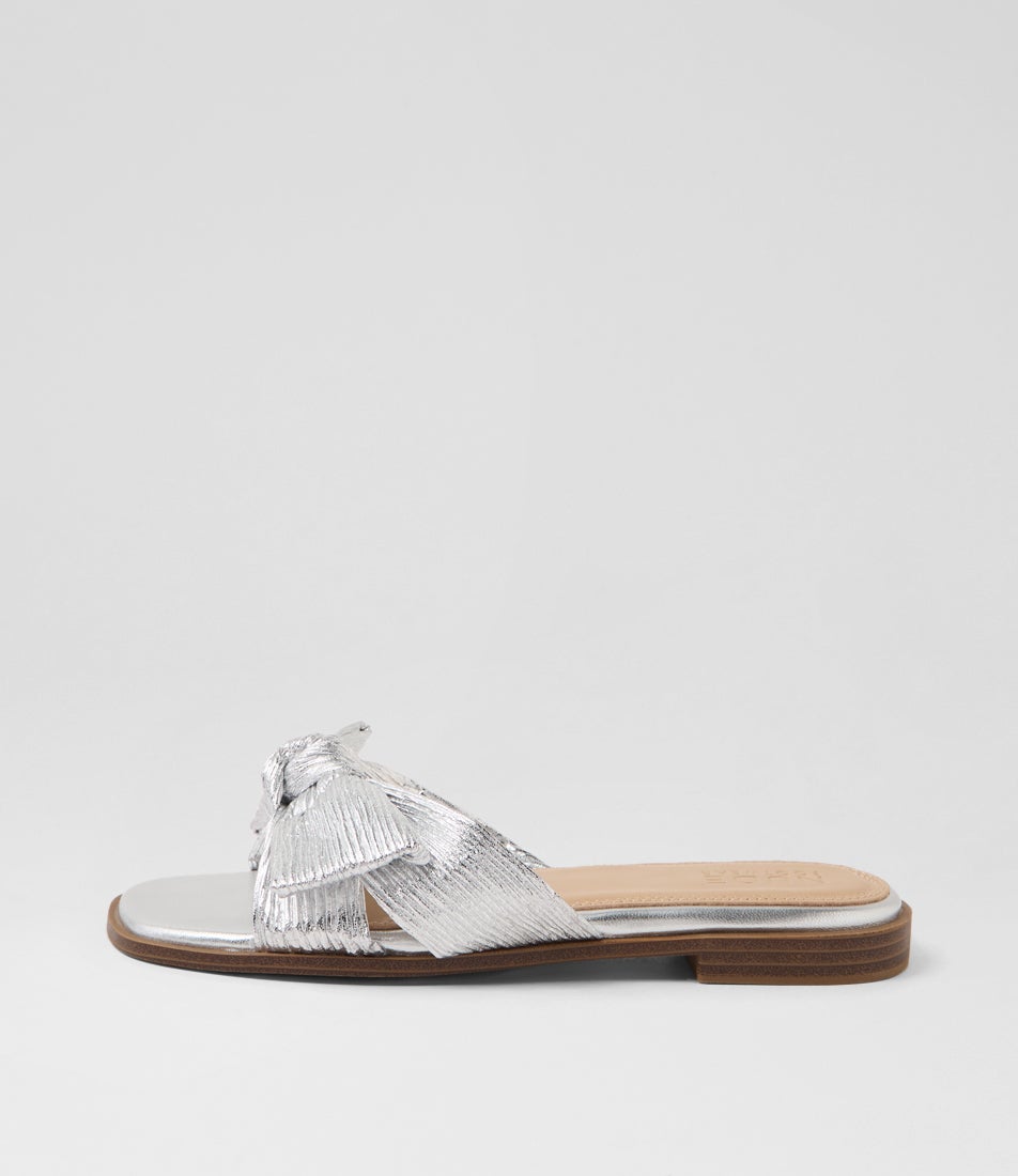 Dafnee Silver Leather Slides