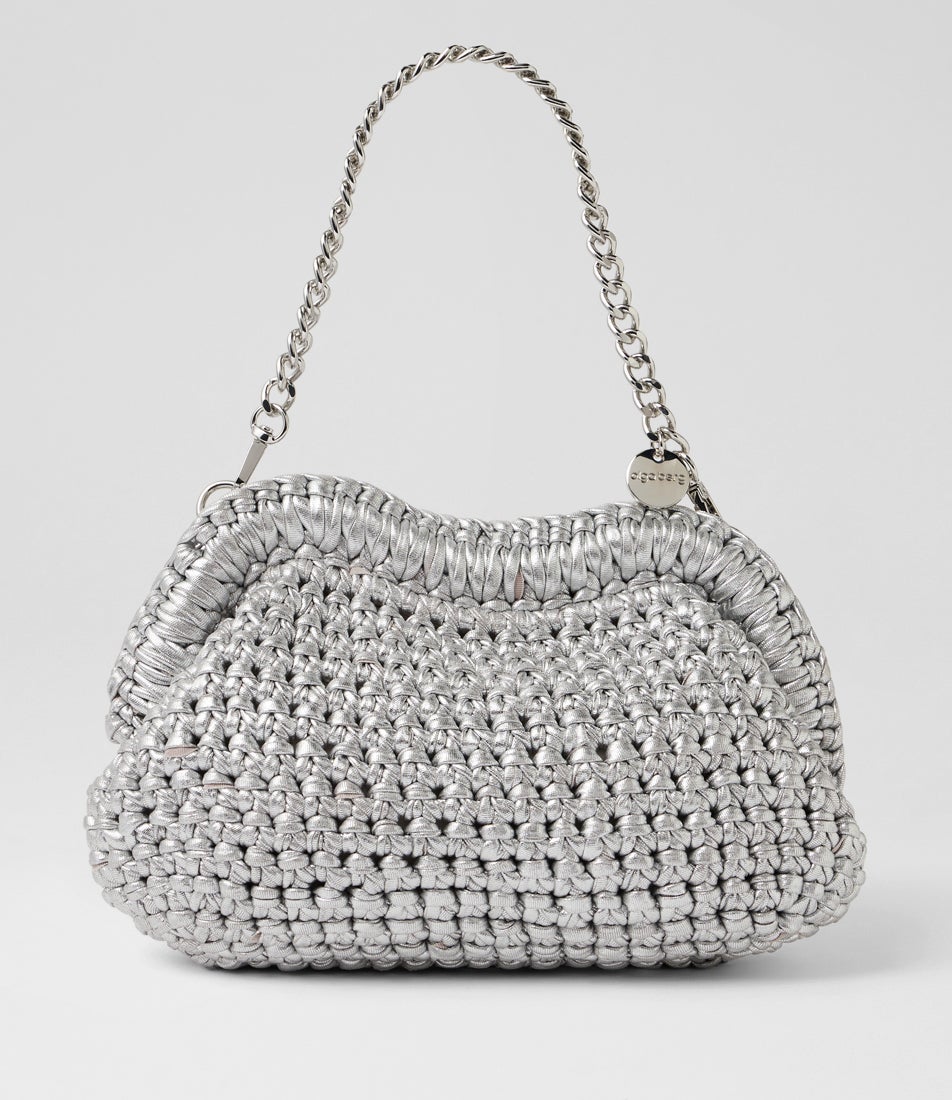 Taylor Crochet Silver Fabric Clutch Taylor Crochet Silver Fabric Clutch