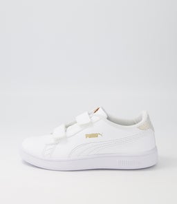 386198 SMASH V2 M V PS JR PM WHITE GOLD SMOOTH LEATHER