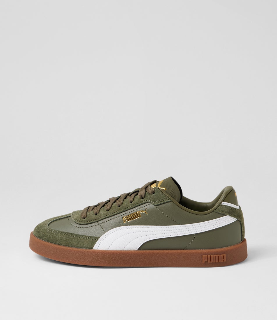 Puma Club 2 Era W Loden Green White Leather Sneakers