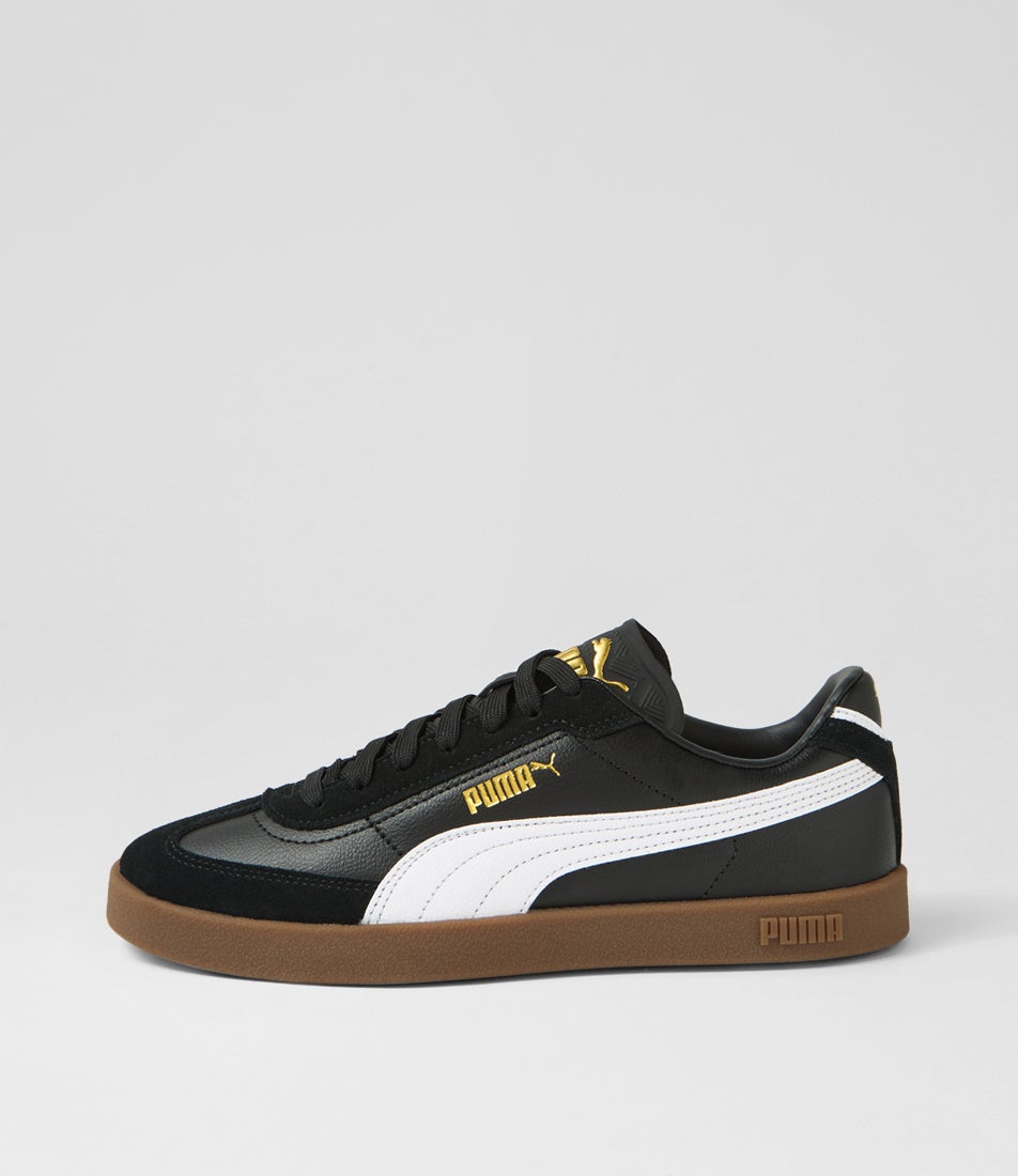 Puma Club 2 Era W Black White Gold Leather Sneakers