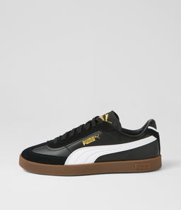 PUMA CLUB II ERA W PM BLACK WHITE GOLD LEATHER
