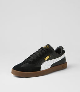 PUMA CLUB II ERA W PM BLACK WHITE GOLD LEATHER