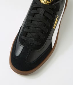 PUMA CLUB II ERA W PM BLACK WHITE GOLD LEATHER
