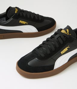 PUMA CLUB II ERA W PM BLACK WHITE GOLD LEATHER