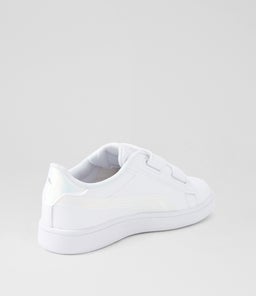 PUMA SMASH 3 HOLO 2 JNR PM WHITE MAUVE MIST SILVER SMOOTH
