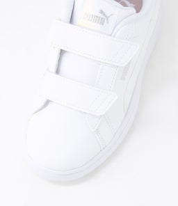 PUMA SMASH 3 HOLO 2 JNR PM WHITE MAUVE MIST SILVER SMOOTH