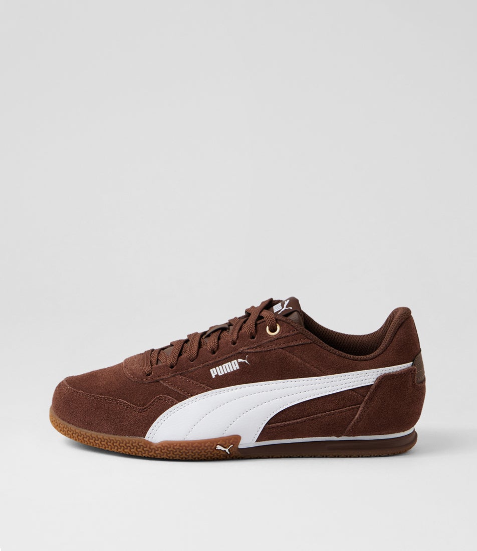 Bella Donna Chestnut Brown White Gold Microsuede Sneakers