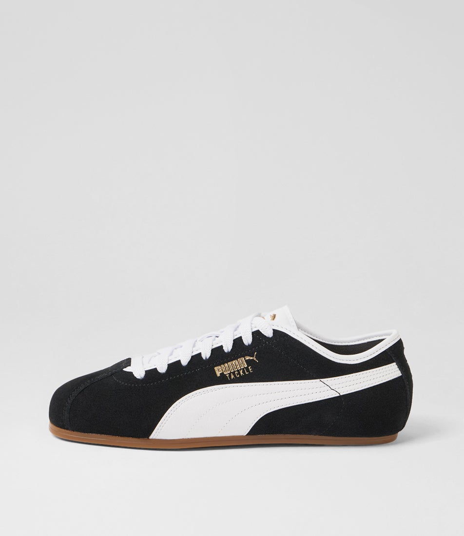 Puma Tackle Black White Gum Fabric Sneakers