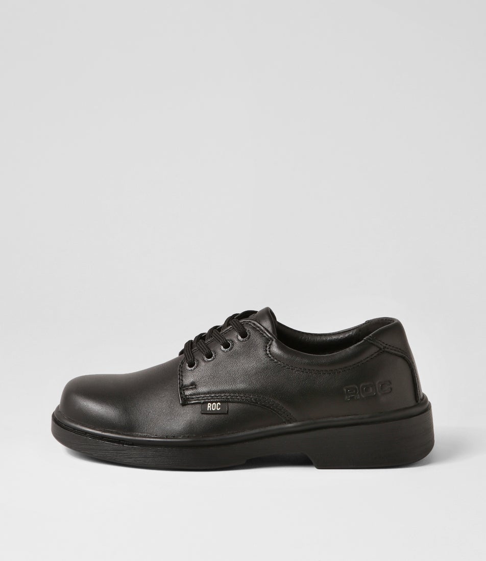 Strobe Youth Black Leather Lace Up School Shoes