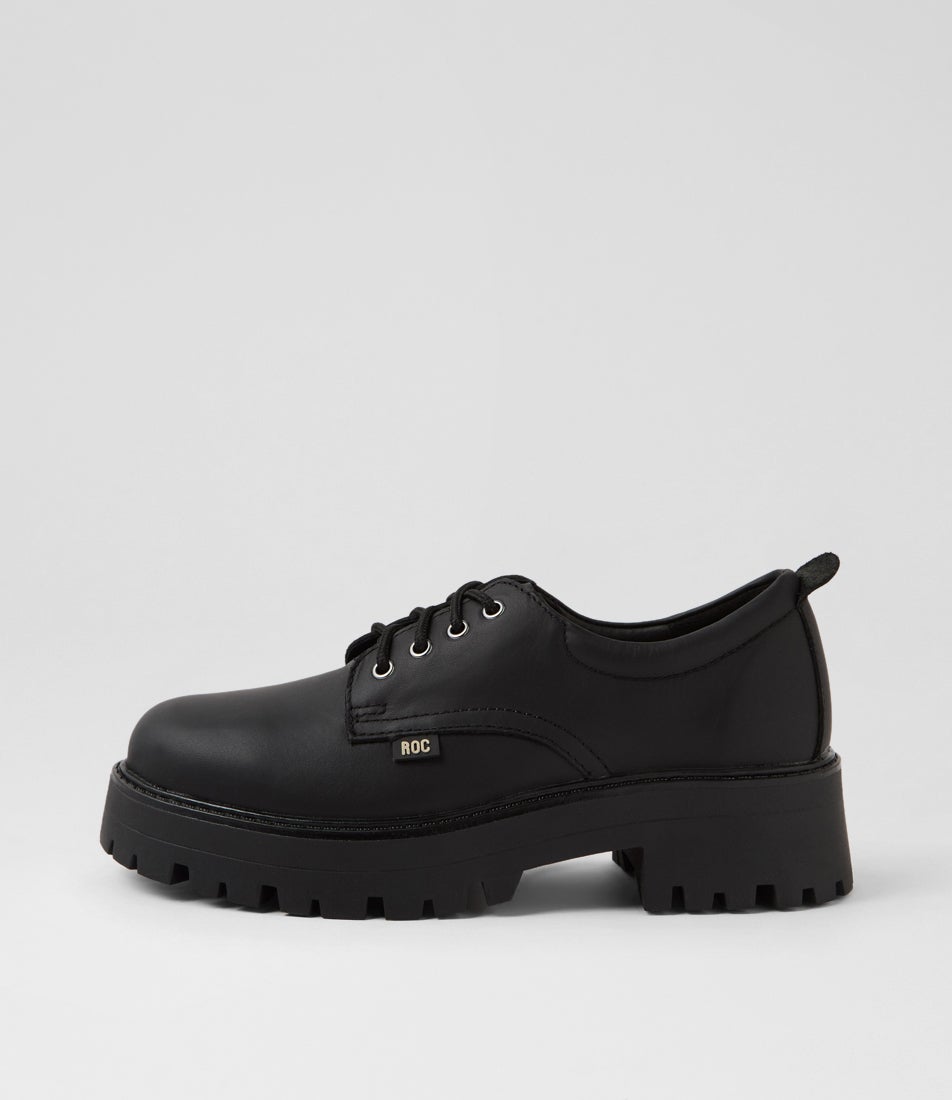 Cosmic Senior Black Leather School Shoes