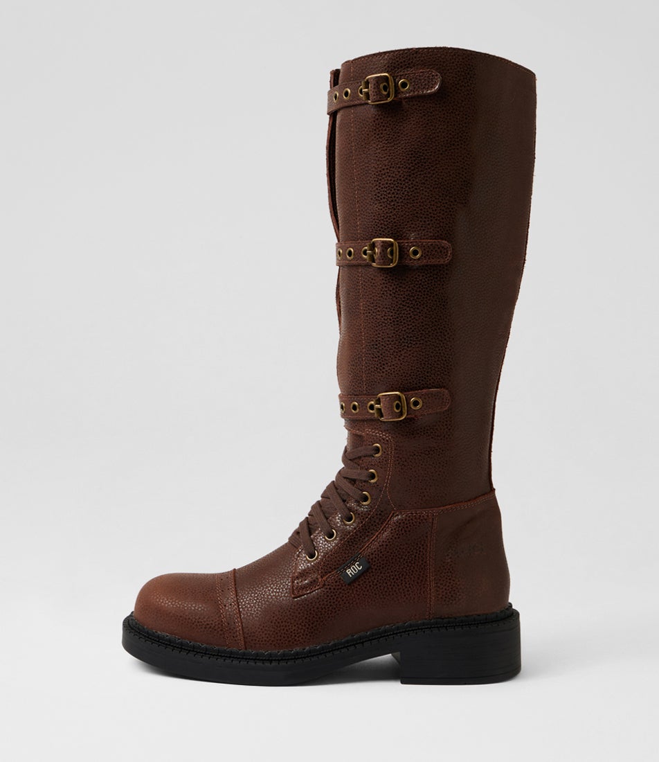 Harlan Brown Utility Leather Knee High Boots