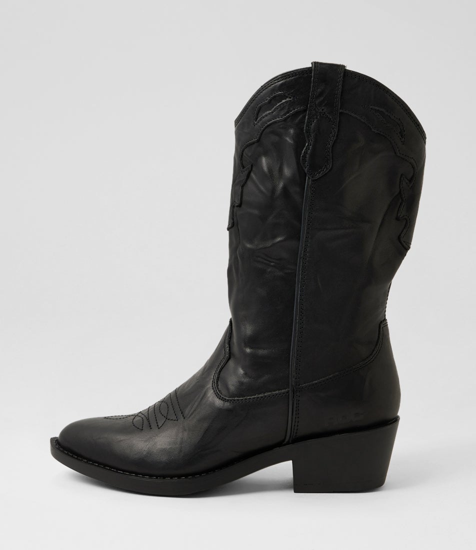 Indio Black Vintage Leather Calf Boots