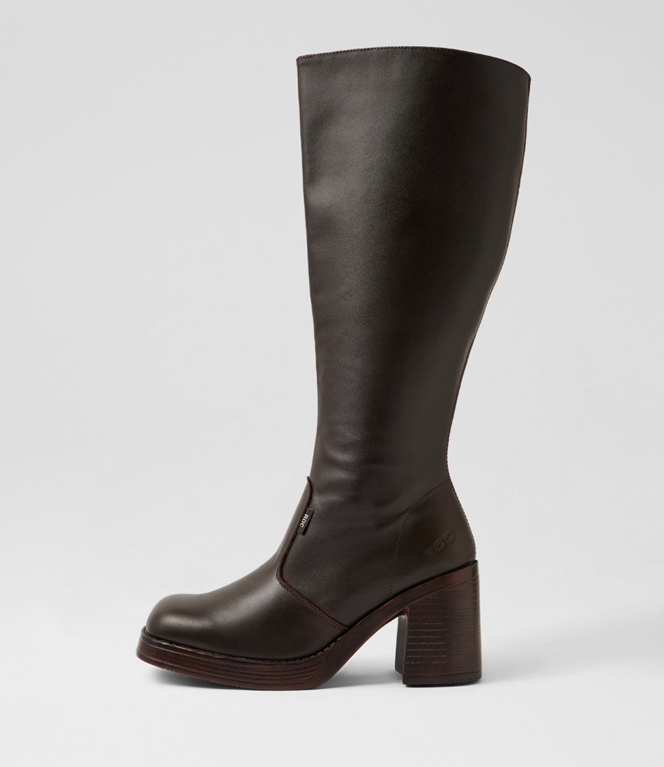 Idaho Wide Calf Brown Leather Knee High Boots