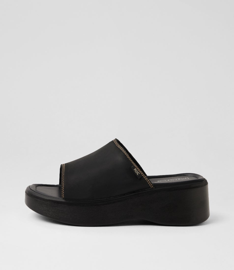 Soda Black Buff Leather Sandals