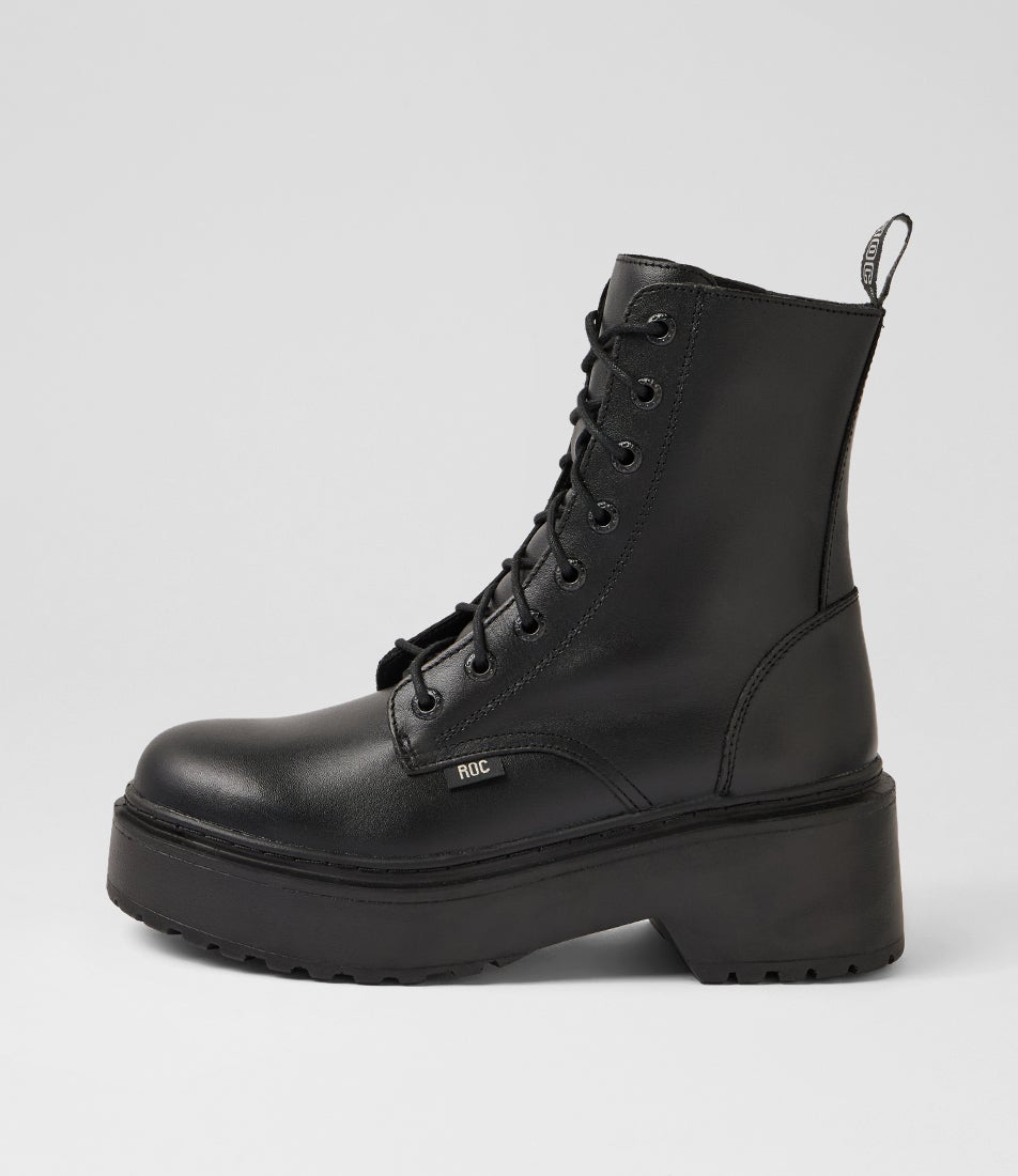 Tomboy Black Leather Ankle Boots