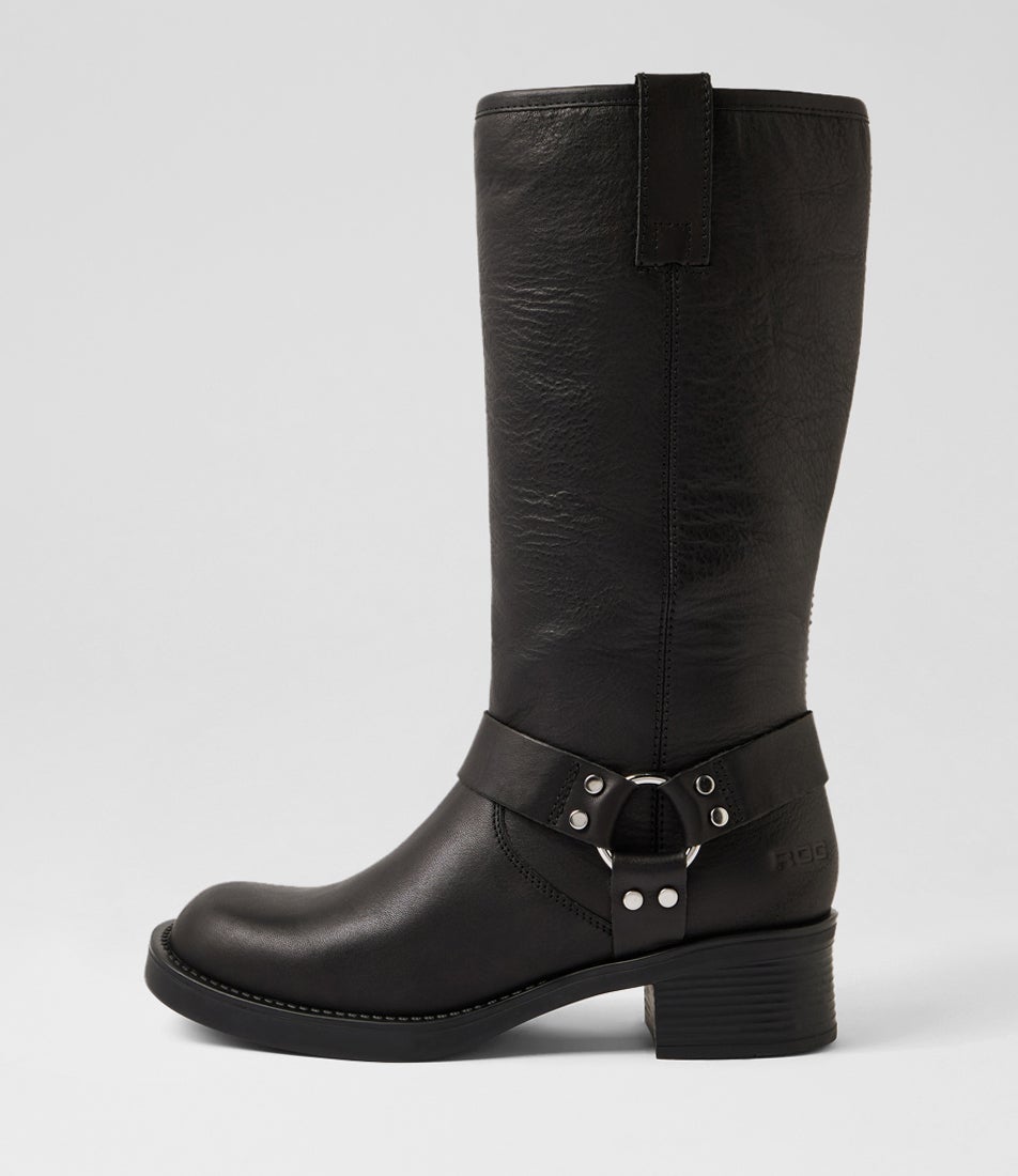 Racer Black Leather Calf Boots