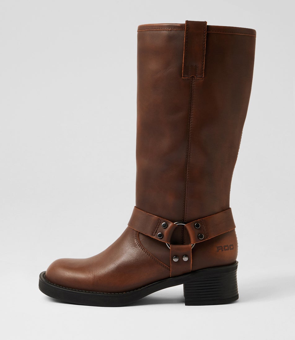 Racer Tan Rub Leather Calf Boots Racer Tan Rub Leather Calf Boots