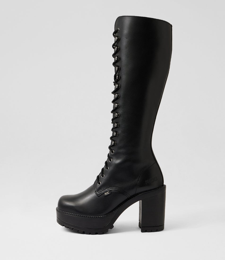 Lash Black Leather Knee High Boots Lash Black Leather Knee High Boots