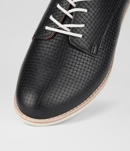 DERBY RL EMBOSSED BLACK LEATHER