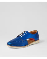 Sidecut Punch Cobalt Sheen Leather Lace Up Flats