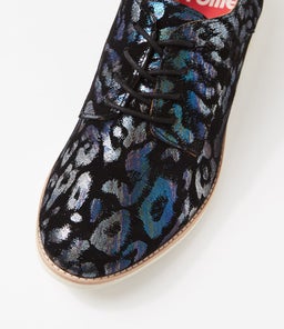 DERBY PRINT X STEEL METALLIC LEOPARD LEATHER