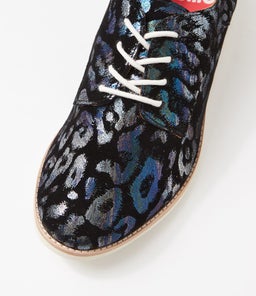 DERBY PRINT X STEEL METALLIC LEOPARD LEATHER