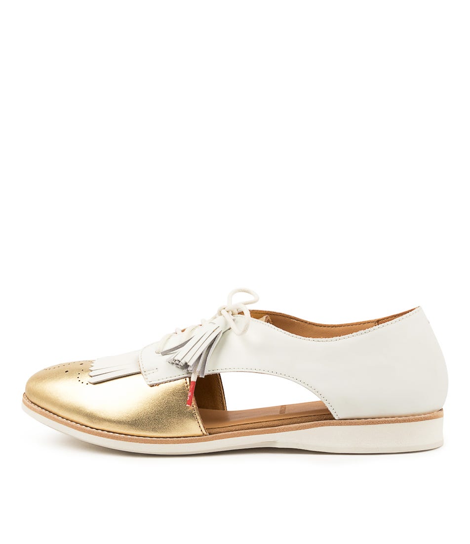 Buy Rollie Sidecut Kilt Rl Gold White Flats online with free shipping