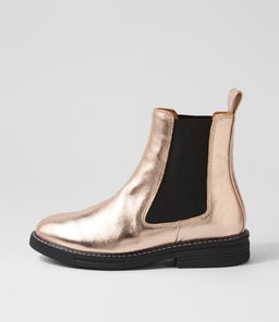 CHELSEA RISE BOOT RL ROSE GOLD FOIL LEATHER