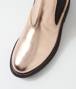 CHELSEA RISE BOOT RL ROSE GOLD FOIL LEATHER