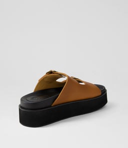 ACE SLIDE RL BURNISH TAN BLACK LEATHER
