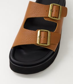 ACE SLIDE RL BURNISH TAN BLACK LEATHER