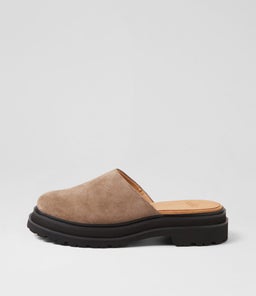 MULE STEP RL TAUPE BLACK SUEDE