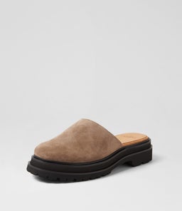 MULE STEP RL TAUPE BLACK SUEDE