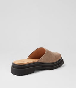 MULE STEP RL TAUPE BLACK SUEDE
