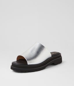 SLIDE STEP RL SILVER BLACK LEATHER